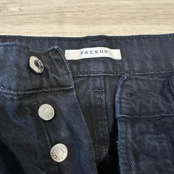 Women’s PacSun Black Flare Wide Leg Jeans Distressed Size 27 - Picture 2 of 12